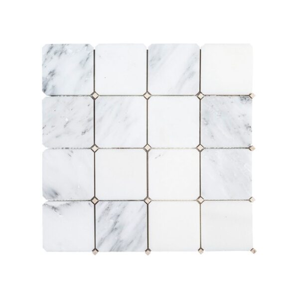 Octagon Dot Mosaic Classic Statuario - Botticino Dot Color