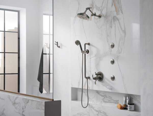 Litze Slide Bar Handshower with HOKinetic Technology Luxe Steel Finish