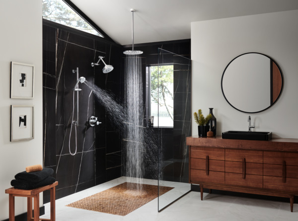 Odin Pressure Balance Valve with Integrated 6-Function Diverter Trim - Less Handles Chrome Finish