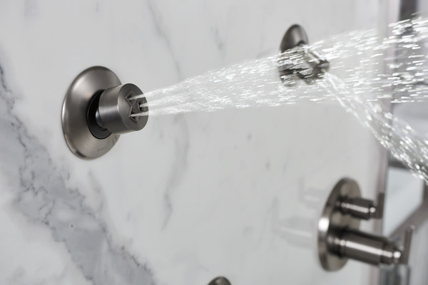 Levoir Tempassure Thermostatic Valve With Integrated 6-Function Diverter Trim Luxe Steel Finish