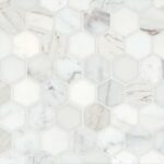 Calacatta 2" x 2" Hexagon Honed Marble Mosaic Tile in White